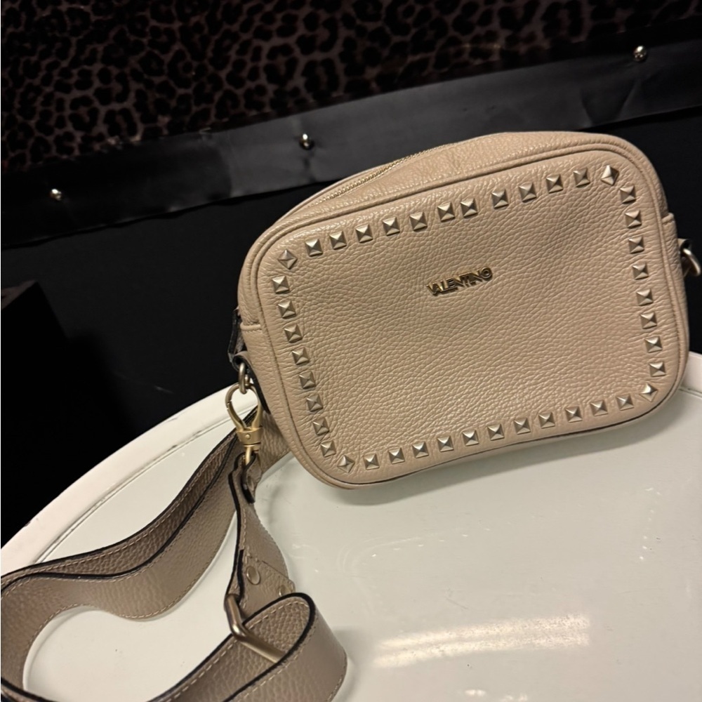 GENUINE VALENTINO LEGENDARY Light Tan Studded Crossbody Bag